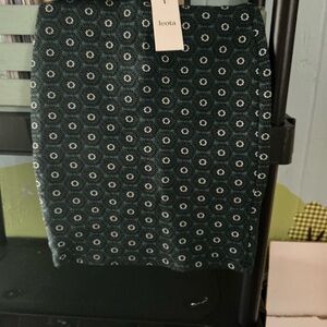 Leota Dark Teal Patterned Pencil Skirt